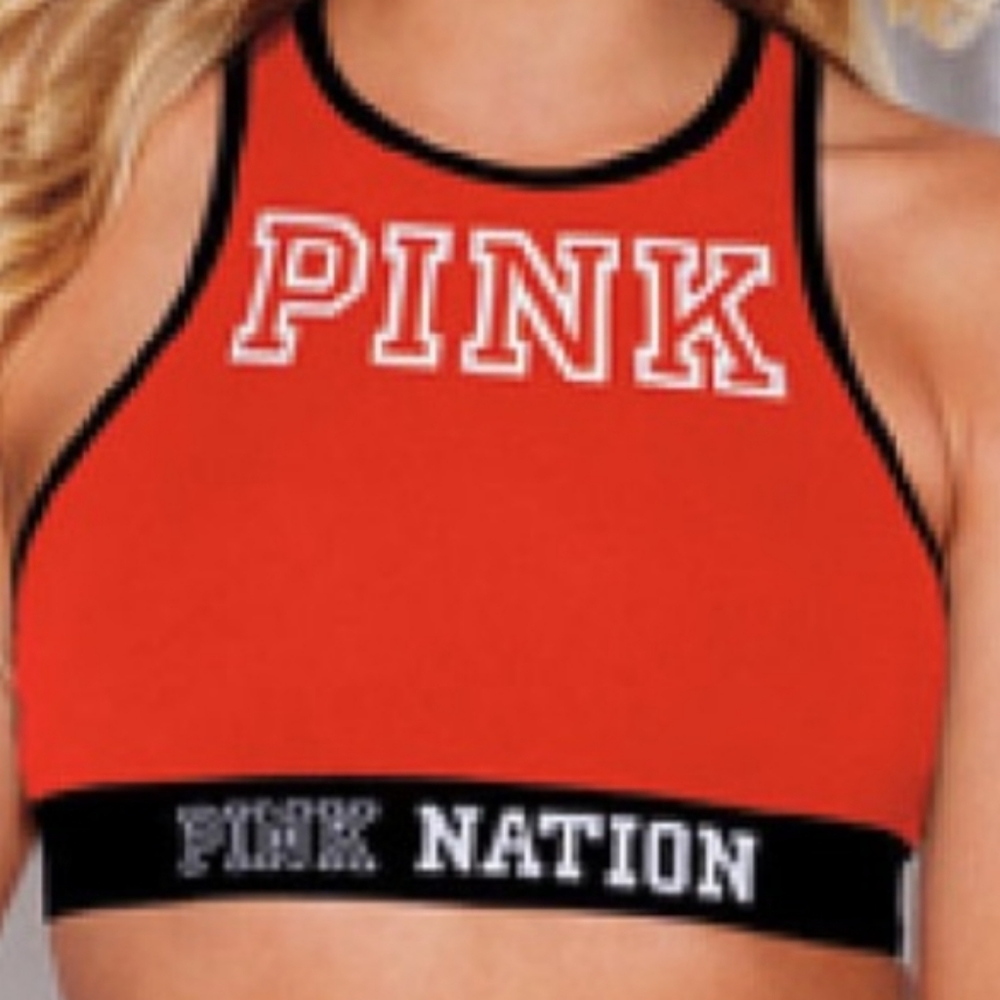 Pink Vs Secret Pink Nation red sports bra size small (aa-c)